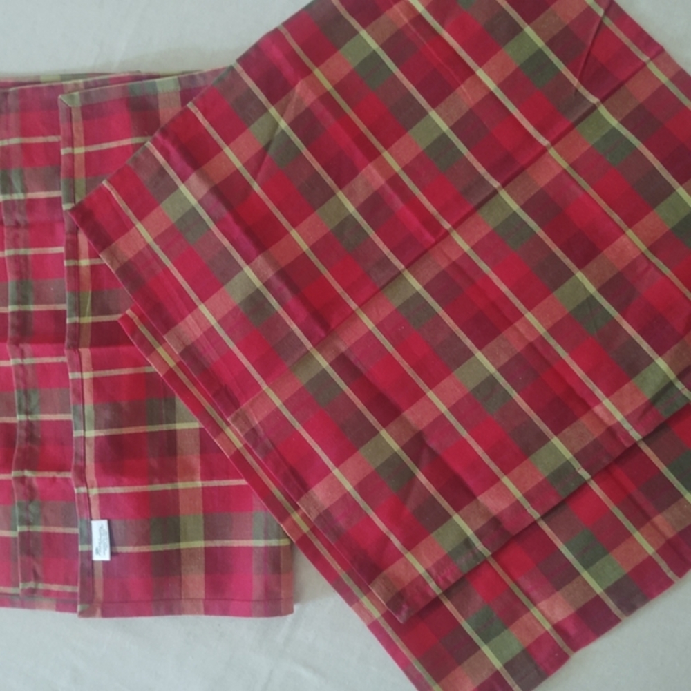 Park Designs ❣️Preppy PLAID-Placemats Set of 4~ Red, Maroon, Forest Green